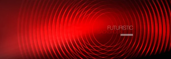 Dunkler abstrakter Hintergrund mit leuchtenden Neonkreisen. Trendige Layoutvorlage für Business- oder Technologiepräsentation, Internet-Poster oder Web-Broschüren-Cover, Tapete — Stockvektor