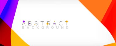 Asgari soyut arkaplan - beyaz üzerine gölge çizgileri ile örtüşen renk şekilleri. Duvar Kağıdı, Sancak, Arkaplan, İniş Sayfası için Vektör İllüstrasyonu