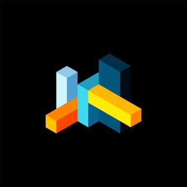 Soyut arkaplan. 3 boyutlu küp, küp elementler ve bloklar. Duvar kağıdı, afiş, arkaplan, iniş sayfası için tekno veya iş konsepti