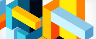 Soyut arkaplan. 3 boyutlu küp, küp elementler ve bloklar. Duvar kağıdı, afiş, arkaplan, iniş sayfası için tekno veya iş konsepti