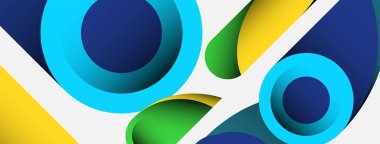 Soyut arkaplan. Minimum geometrik daireler ve koyu gölgeli yuvarlak şekiller. Duvar kağıdı afişi veya arkaplan için moda teknoloji iş şablonu