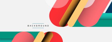 Yuvarlak şekiller ve çizgiler üst üste biniyor. Duvar kağıdı afişi veya iniş sayfası için vektör illüstrasyonu