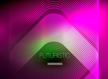 Neon rengi kare çizgileri soyut arkaplan. Parlak sihirli enerji ve hareket konsepti, vektör soyut duvar kağıdı arkaplanı