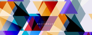 Renkli üçgen bileşimi, geometrik soyut arkaplan. Tekno veya iş konsepti, duvar kağıdı, afiş, arkaplan, iniş sayfası deseni