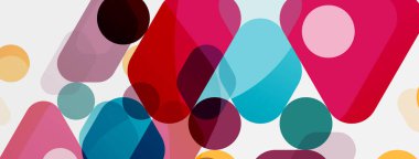 Beyaz üzerine renkli baloncuklar ve yuvarlak geometrik şekiller. Duvar kağıdı, pankart, arkaplan, iniş sayfası için vektör geometrik asgari özet arkaplan