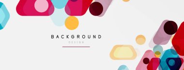 Beyaz üzerine renkli baloncuklar ve yuvarlak geometrik şekiller. Duvar kağıdı, pankart, arkaplan, iniş sayfası için vektör geometrik asgari özet arkaplan