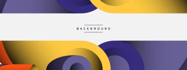 Soyut arkaplan. Minimum geometrik daireler ve koyu gölgeli yuvarlak şekiller. Duvar kağıdı afişi veya arkaplan için moda teknoloji iş şablonu