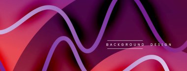 Gölge efektli dalga çizgisi olan soyut gradyan arkaplan. Geometrik bileşim. 3B gölge efektleri ve sıvı eğimleri