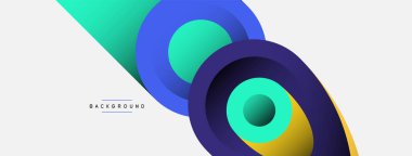 Soyut arkaplan. Minimum geometrik daireler ve koyu gölgeli yuvarlak şekiller. Duvar kağıdı afişi veya arkaplan için moda teknoloji iş şablonu