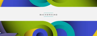 Soyut arkaplan. Minimum geometrik daireler ve koyu gölgeli yuvarlak şekiller. Duvar kağıdı afişi veya arkaplan için moda teknoloji iş şablonu