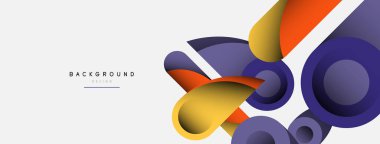 Soyut arkaplan. Minimum geometrik daireler ve koyu gölgeli yuvarlak şekiller. Duvar kağıdı afişi veya arkaplan için moda teknoloji iş şablonu