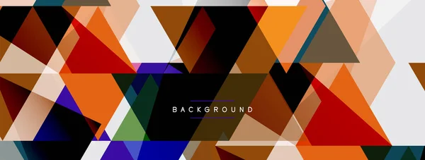 Složení barevných trojúhelníků, geometrické abstraktní pozadí. Techno nebo obchodní koncept, vzor pro tapety, banner, pozadí, přistávací stránka — Stockový vektor
