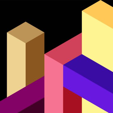 Soyut arkaplan. 3 boyutlu küp, küp elementler ve bloklar. Duvar kağıdı, afiş, arkaplan, iniş sayfası için tekno veya iş konsepti