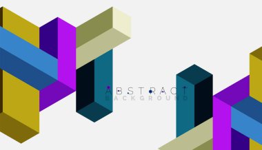 Soyut arkaplan. 3 boyutlu küp, küp elementler ve bloklar. Duvar kağıdı, afiş, arkaplan, iniş sayfası için tekno veya iş konsepti