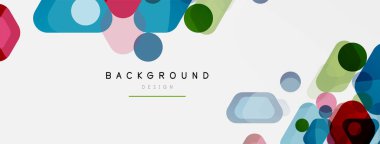 Beyaz üzerine renkli baloncuklar ve yuvarlak geometrik şekiller. Duvar kağıdı, pankart, arkaplan, iniş sayfası için vektör geometrik asgari özet arkaplan