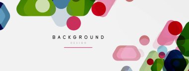 Beyaz üzerine renkli baloncuklar ve yuvarlak geometrik şekiller. Duvar kağıdı, pankart, arkaplan, iniş sayfası için vektör geometrik asgari özet arkaplan