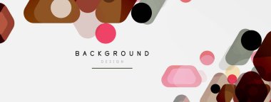 Beyaz üzerine renkli baloncuklar ve yuvarlak geometrik şekiller. Duvar kağıdı, pankart, arkaplan, iniş sayfası için vektör geometrik asgari özet arkaplan