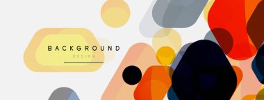 Beyaz üzerine renkli baloncuklar ve yuvarlak geometrik şekiller. Duvar kağıdı, pankart, arkaplan, iniş sayfası için vektör geometrik asgari özet arkaplan