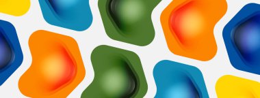 Beyaz arka planda renkli ok şekilleri. Minimum geometrik soyut arkaplan. Duvar kağıdı afişi veya iniş sayfası için vektör illüstrasyonu