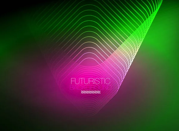 Warna neon bentuk persegi garis latar belakang abstrak. Mengkilap energi sihir dan konsep gerak, vektor abstrak latar belakang wallpaper - Stok Vektor