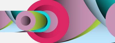 Soyut arkaplan. Minimum geometrik daireler ve koyu gölgeli yuvarlak şekiller. Duvar kağıdı afişi veya arkaplan için moda teknoloji iş şablonu