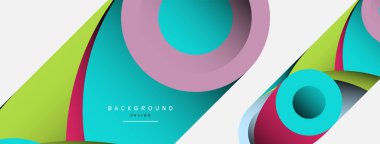 Soyut arkaplan. Minimum geometrik daireler ve koyu gölgeli yuvarlak şekiller. Duvar kağıdı afişi veya arkaplan için moda teknoloji iş şablonu