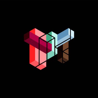 Soyut arkaplan. 3 boyutlu küp, küp elementler ve bloklar. Duvar kağıdı, afiş, arkaplan, iniş sayfası için tekno veya iş konsepti