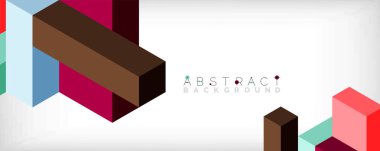Soyut arkaplan. 3 boyutlu küp, küp elementler ve bloklar. Duvar kağıdı, afiş, arkaplan, iniş sayfası için tekno veya iş konsepti