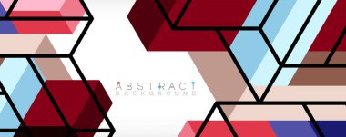 Soyut arkaplan. 3 boyutlu küp, küp elementler ve bloklar. Duvar kağıdı, afiş, arkaplan, iniş sayfası için tekno veya iş konsepti