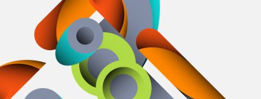 Soyut arkaplan. Minimum geometrik daireler ve koyu gölgeli yuvarlak şekiller. Duvar kağıdı afişi veya arkaplan için moda teknoloji iş şablonu