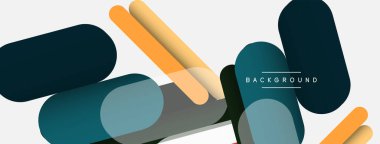 Yuvarlak şekiller ve çizgiler üst üste biniyor. Duvar kağıdı afişi veya iniş sayfası için vektör illüstrasyonu