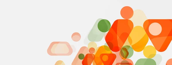 Burbujas de color y formas geométricas redondeadas en blanco. Fondo abstracto mínimo geométrico vectorial para fondo de pantalla, banner, fondo, landing page — Vector de stock