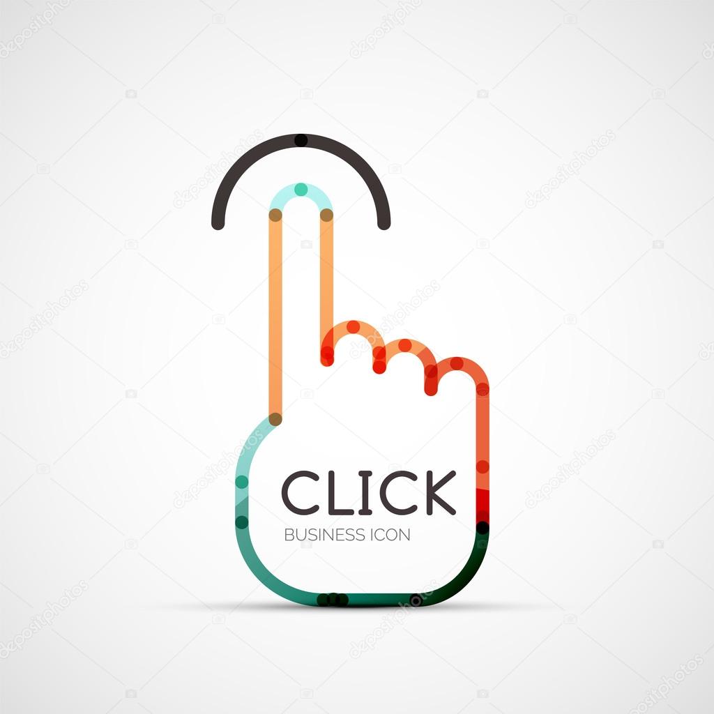 Vector finger click company logo design, business symbol concept, minimal line style