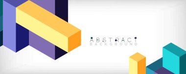 Soyut arkaplan. 3 boyutlu küp, küp elementler ve bloklar. Duvar kağıdı, afiş, arkaplan, iniş sayfası için tekno veya iş konsepti