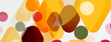 Beyaz üzerine renkli baloncuklar ve yuvarlak geometrik şekiller. Duvar kağıdı, pankart, arkaplan, iniş sayfası için vektör geometrik asgari özet arkaplan