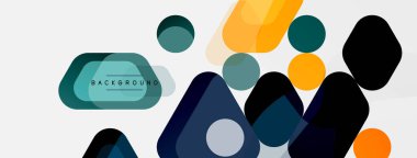 Soyut yuvarlak geometrik şekiller ve daireler. Duvar kağıdı, afiş, arkaplan veya iniş için moda tekno iş şablonu