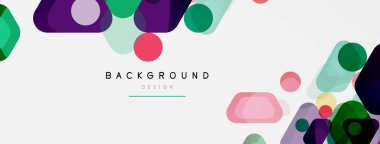 Beyaz üzerine renkli baloncuklar ve yuvarlak geometrik şekiller. Duvar kağıdı, pankart, arkaplan, iniş sayfası için vektör geometrik asgari özet arkaplan