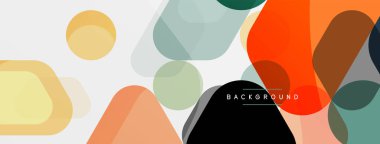 Beyaz üzerine renkli baloncuklar ve yuvarlak geometrik şekiller. Duvar kağıdı, pankart, arkaplan, iniş sayfası için vektör geometrik asgari özet arkaplan