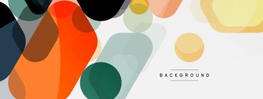 Beyaz üzerine renkli baloncuklar ve yuvarlak geometrik şekiller. Duvar kağıdı, pankart, arkaplan, iniş sayfası için vektör geometrik asgari özet arkaplan