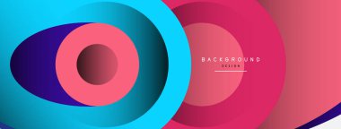 Soyut arkaplan. Minimum geometrik daireler ve koyu gölgeli yuvarlak şekiller. Duvar kağıdı afişi veya arkaplan için moda teknoloji iş şablonu