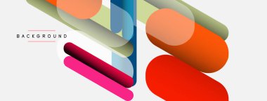 Yuvarlak şekiller ve çizgiler üst üste biniyor. Duvar kağıdı afişi veya iniş sayfası için vektör illüstrasyonu