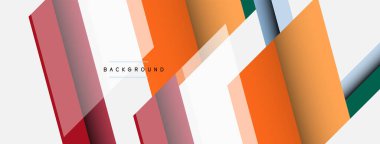 Vektör arkaplanı. Gölge efektli soyut örtüşen renk çizgileri tasarımı. Duvar kağıdı afişi için resim arkaplanı veya iniş sayfası