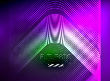 Neon rengi kare çizgileri soyut arkaplan. Parlak sihirli enerji ve hareket konsepti, vektör soyut duvar kağıdı arkaplanı