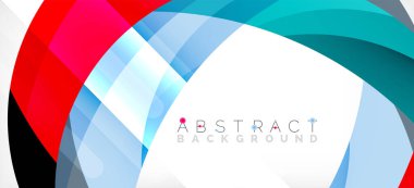 Geometrik soyut arkaplan. Üst üste binen renk şekilleriyle çember oluşturuldu. Duvar Kağıdı, Sancak, Arkaplan, İniş Sayfası için Vektör İllüstrasyonu