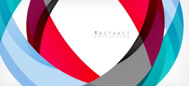 Geometrik soyut arkaplan. Üst üste binen renk şekilleriyle çember oluşturuldu. Duvar Kağıdı, Sancak, Arkaplan, İniş Sayfası için Vektör İllüstrasyonu