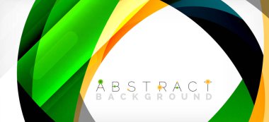 Geometrik soyut arkaplan. Üst üste binen renk şekilleriyle çember oluşturuldu. Duvar Kağıdı, Sancak, Arkaplan, İniş Sayfası için Vektör İllüstrasyonu