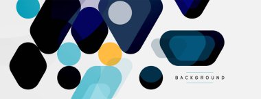 Soyut yuvarlak geometrik şekiller ve daireler. Duvar kağıdı, afiş, arkaplan veya iniş için moda tekno iş şablonu