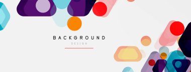 Beyaz üzerine renkli baloncuklar ve yuvarlak geometrik şekiller. Duvar kağıdı, pankart, arkaplan, iniş sayfası için vektör geometrik asgari özet arkaplan