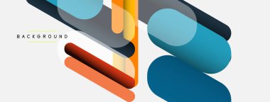 Yuvarlak şekiller ve çizgiler üst üste biniyor. Duvar kağıdı afişi veya iniş sayfası için vektör illüstrasyonu