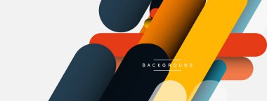 Yuvarlak şekiller ve çizgiler üst üste biniyor. Duvar kağıdı afişi veya iniş sayfası için vektör illüstrasyonu